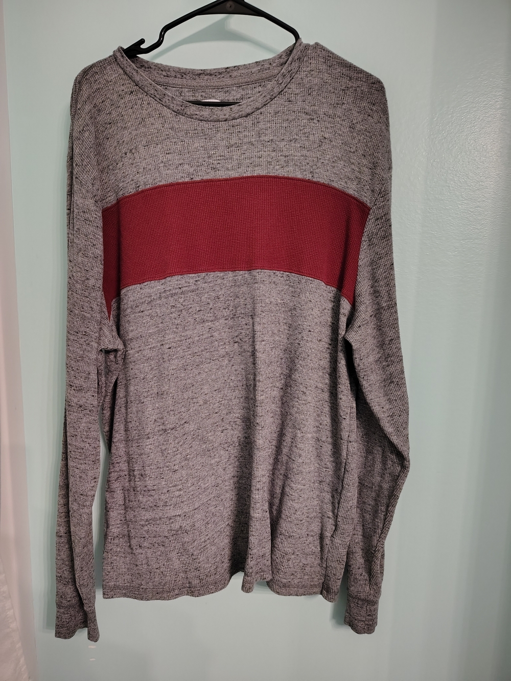 Old Navy Gray Crewneck Sweater with Red Chest Panel